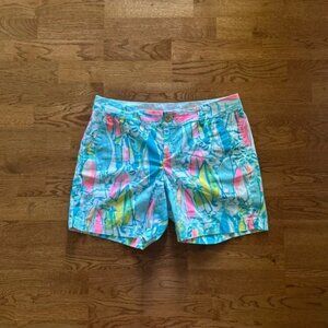 Lilly Pulitzer Jayne 7" Shorts Multi Beach & Bae Blue Pink Aqua Sailboats 8
